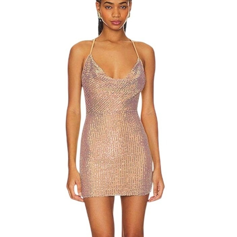 REVOLVE Gold Sequin Mini Dress